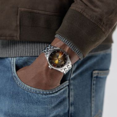 Montre Hamilton Jazzmaster Open Heart Auto cadran argenté bracelet acier 40 mm