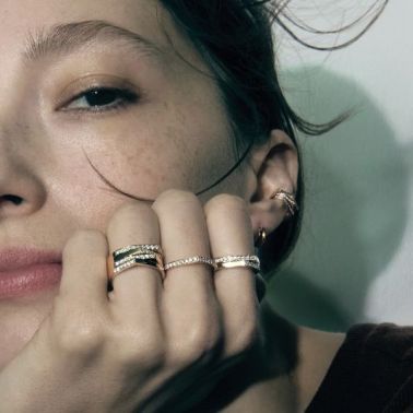 Bague Repossi Antifer 4 rangs en or rose et diamants