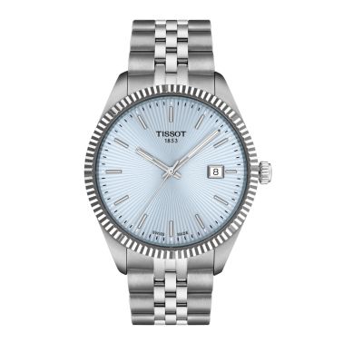 Montre Tissot T-Classic Ballade quartz cadran bleu ciel bracelet acier 40 mm
