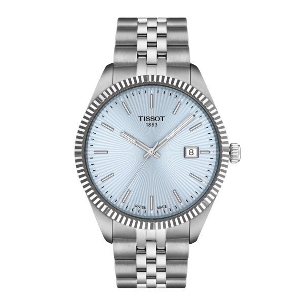 Tissot T-Classic Ballade quartz iced blue dial steel bracelet 40 mm