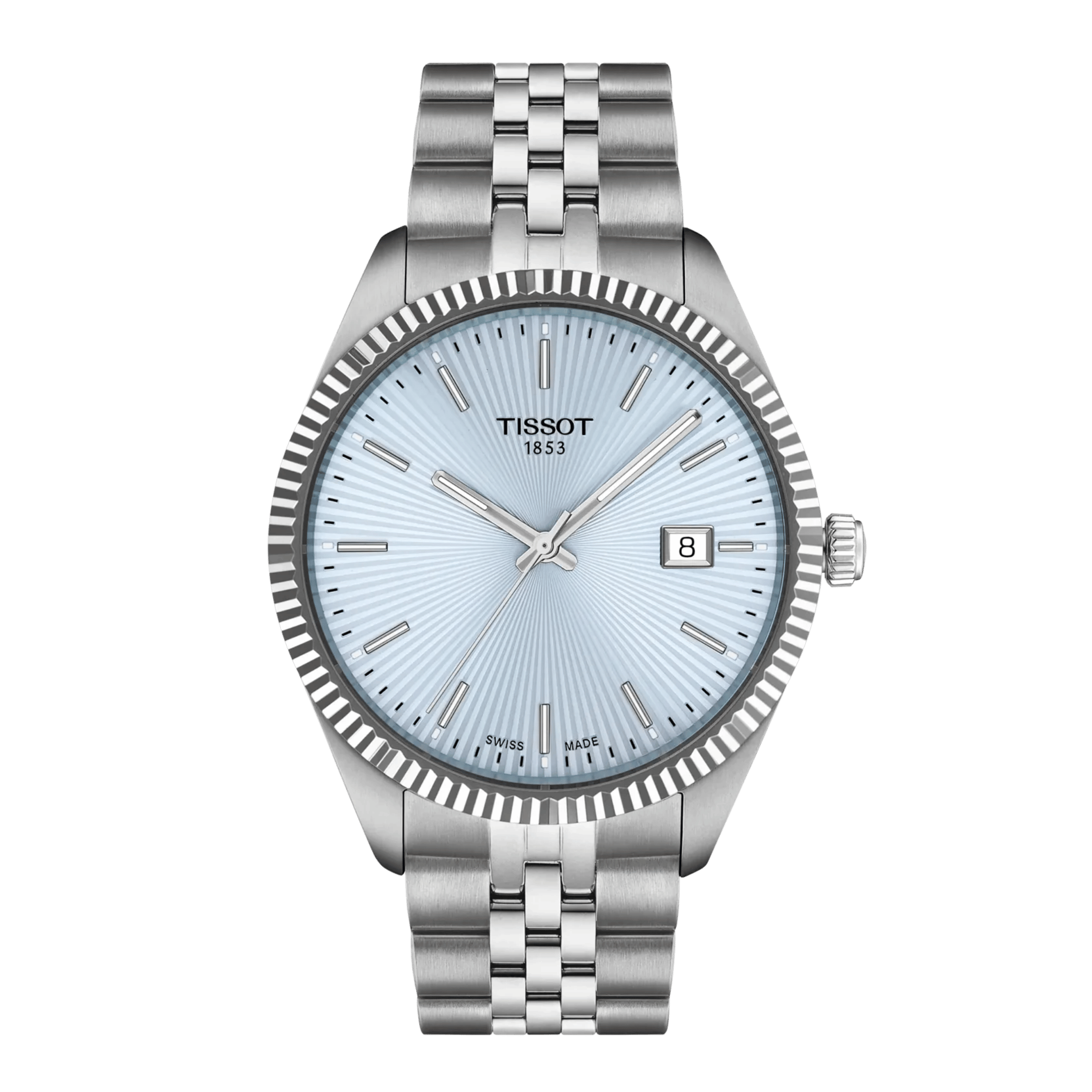 Tissot T-Classic Ballade quartz iced blue dial steel bracelet 40 mm