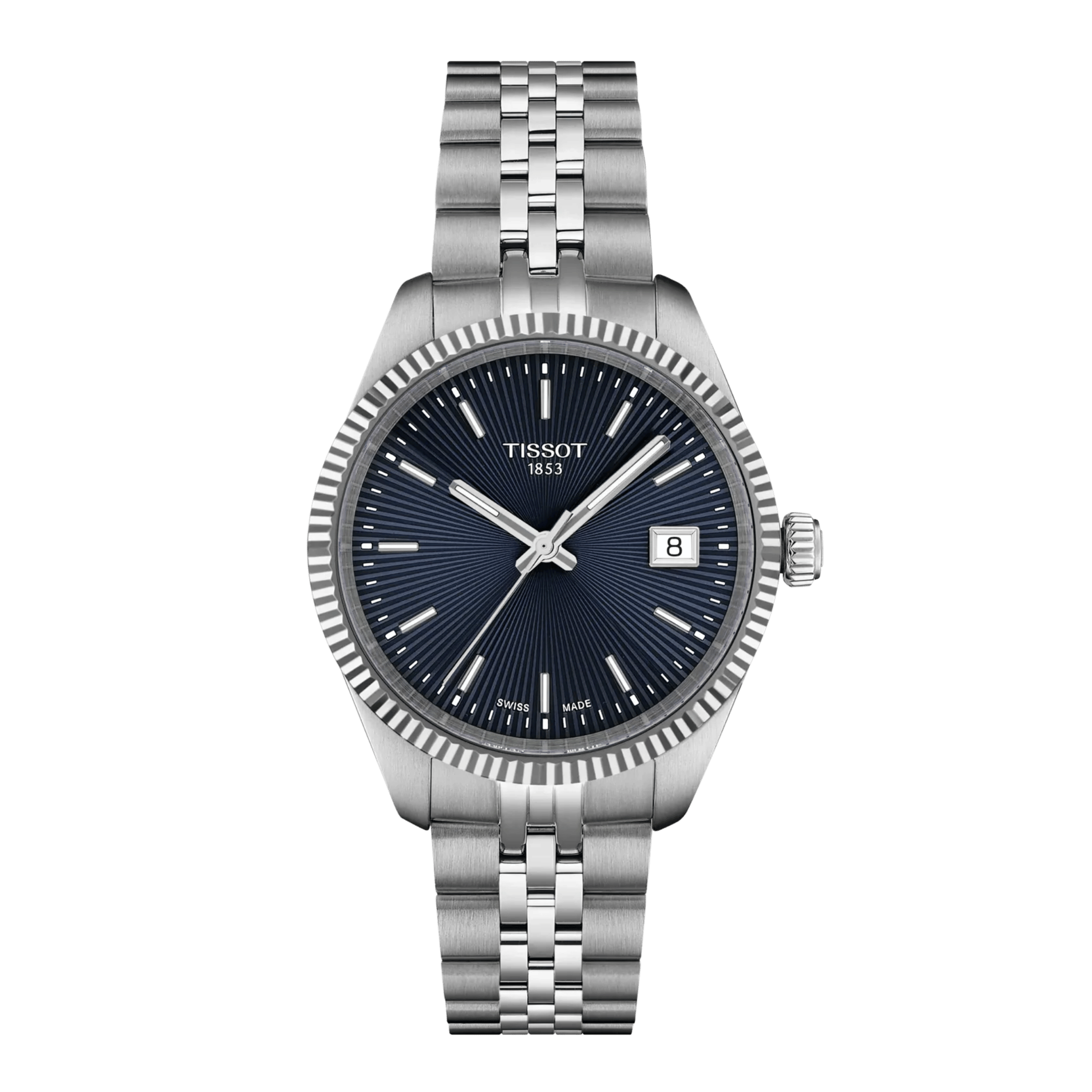Montre Tissot T-Classic Ballade quartz cadran bleu bracelet acier 34 mm