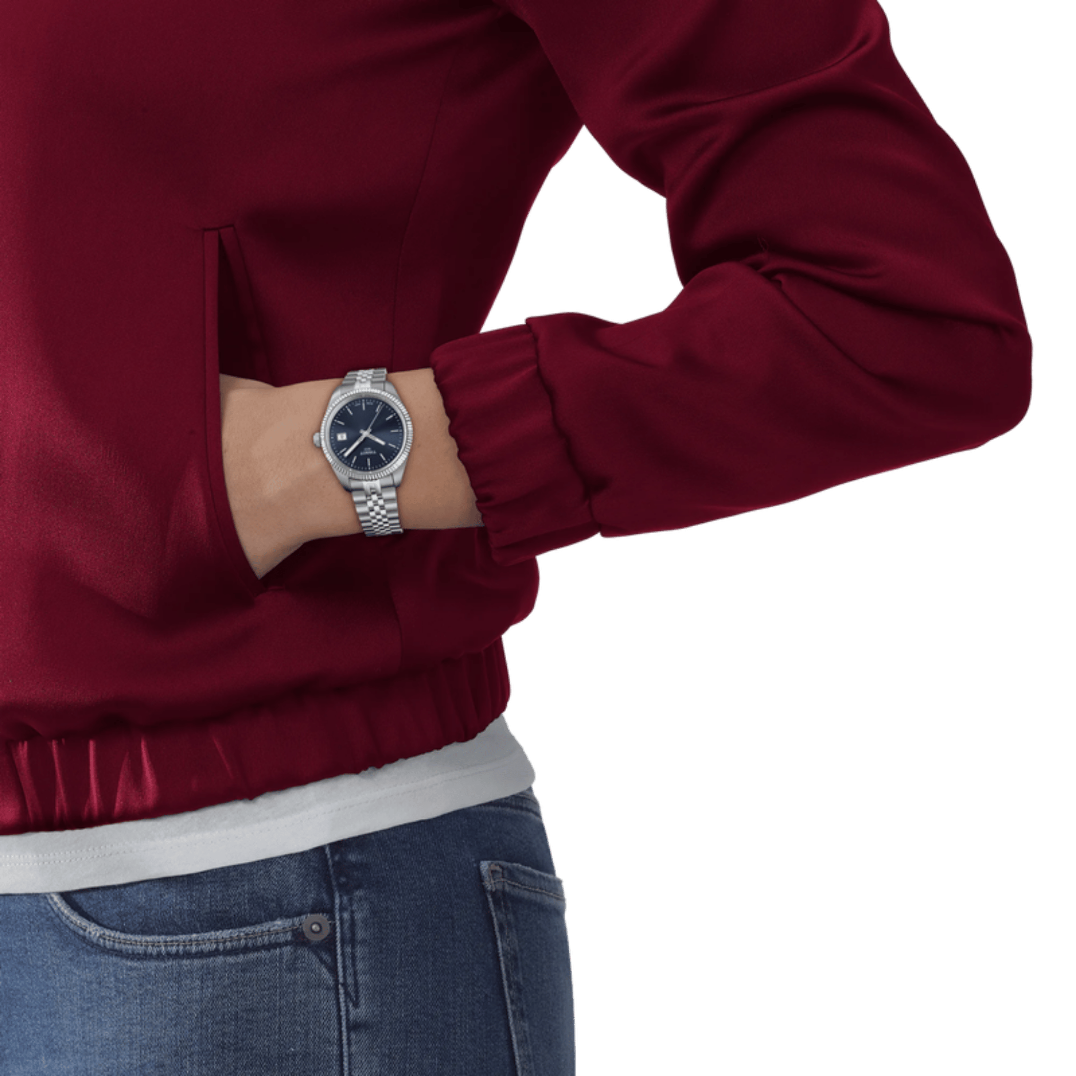 Montre Tissot T-Classic Ballade quartz cadran bleu bracelet acier 34 mm