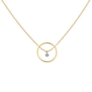 Collier La Brune et La Blonde Excentrique Rond en or jaune diamant taille brillant 0,22 carat