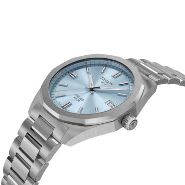 Montre Tissot T-Classic PRC 100 Solar quartz solaire cadran bleu glacier bracelet acier 39 mm