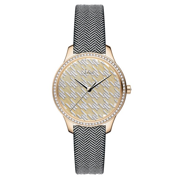 Montre Dior VIII Montaigne automatique Tissage Précieux cadran fils d'or bracelet ruban 36 mm