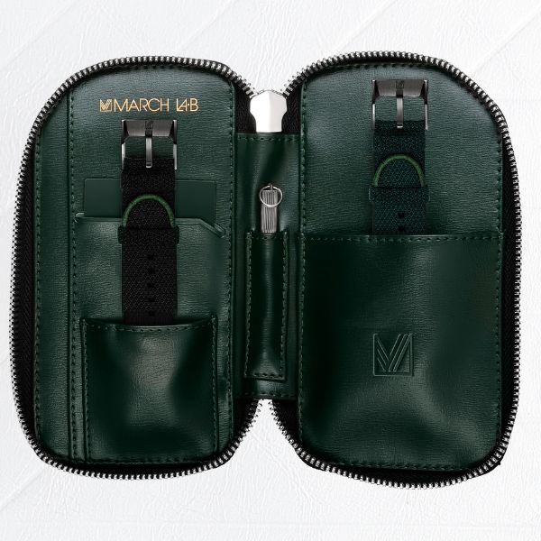 Montre March LA.B AM2 Automatique Nyctalope en carbone bracelets jacquard vert et noir 38 mm