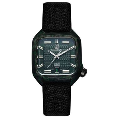 Montre March LA.B AM2 Automatique Nyctalope Ed Limitée en carbone bracelets jacquard vert et noir 38 mm