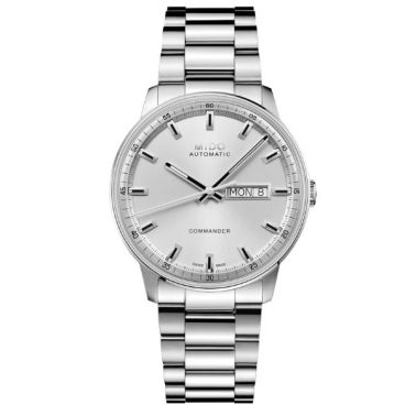 Montre Mido Commander Datoday automatique cadran argenté bracelet acier 40 mm