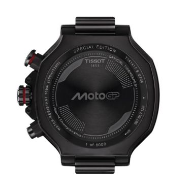 Tissot T-Sport T-Race MOTOGP Chronograph quartz watch with red dial and black rubber strap, 45 mm