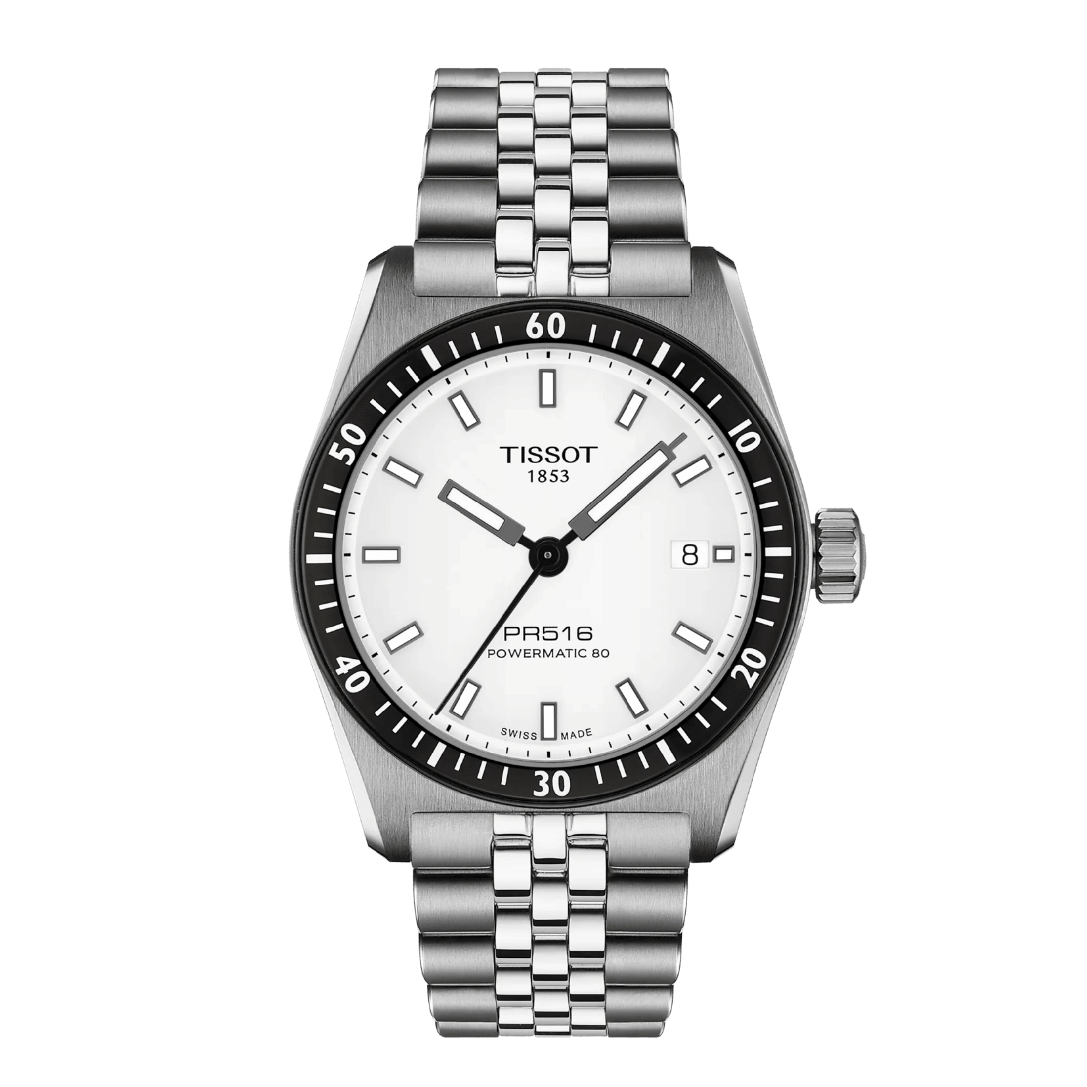 Tissot T-Sport PR 516 Powermatic 80 white dial steel bracelet 38 mm