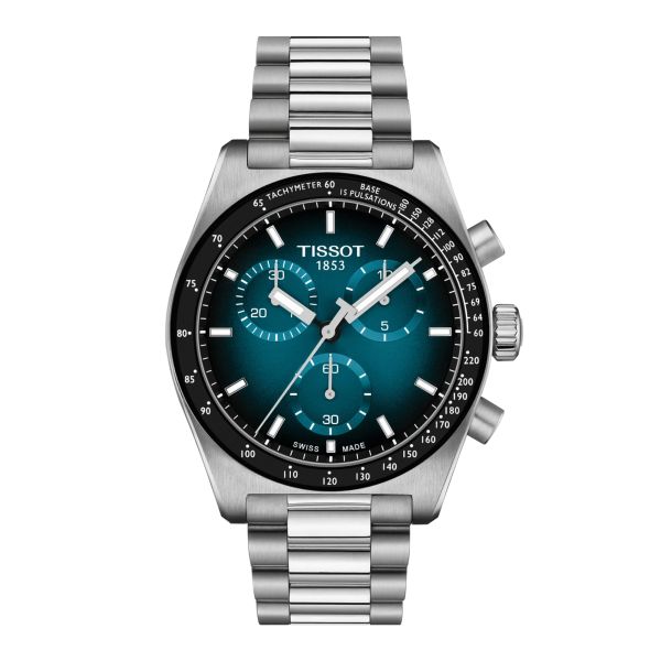 Tissot T-Sport PR 516 quartz chronograph blue dial steel bracelet 40 mm