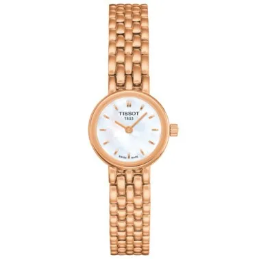 Montre Tissot T-Lady Lovely quartz cadran nacre bracelet acier PVD or rose 19,5 mm T058.009.33.111.00
