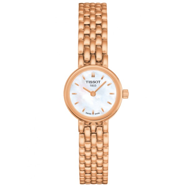 Montre Tissot T-Lady Lovely quartz cadran nacre bracelet acier PVD or rose 19,5 mm T058.009.33.111.00