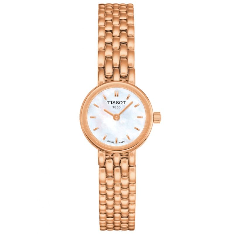 Montre Tissot T-Lady Lovely quartz cadran nacre bracelet acier PVD or rose 19,5 mm