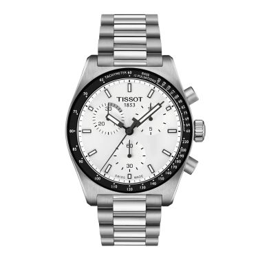 Montre Tissot T-Sport PR 516 Chronographe quartz cadran blanc bracelet acier 40 mm