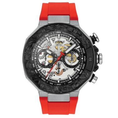 Montre Tissot T-Sport T-Race MOTOGP 2026 Chronograph automatique cadran squelette bracelet caoutchouc rouge 45 mm