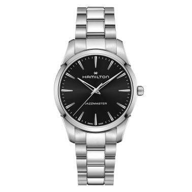 Montre Hamilton Jazzmaster quartz cadran noir bracelet acier 40 mm