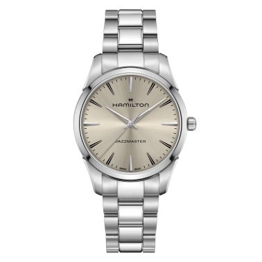 Montre Hamilton Jazzmaster quartz cadran beige bracelet acier 40 mm