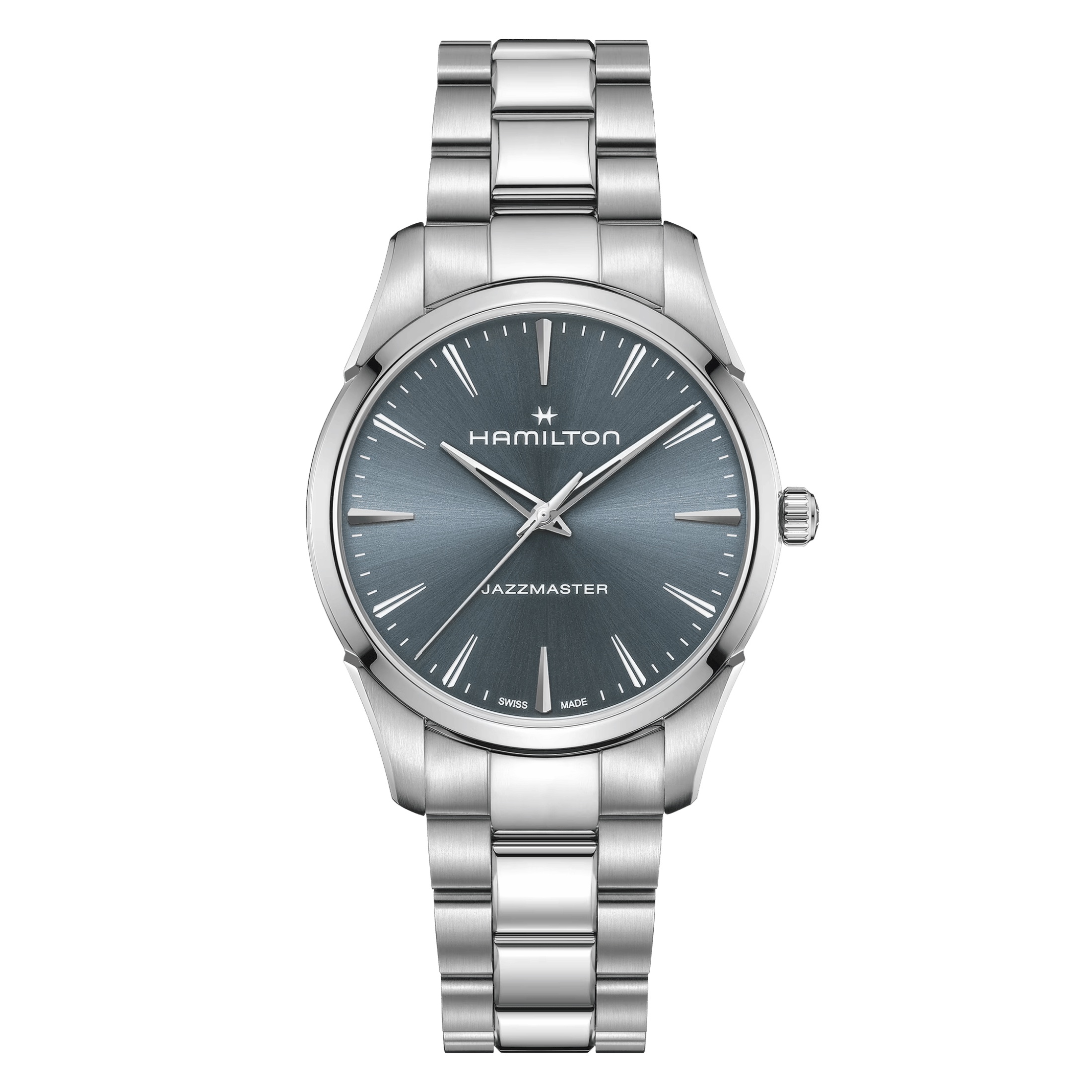 Hamilton Jazzmaster quartz blue dial steel bracelet 40 mm