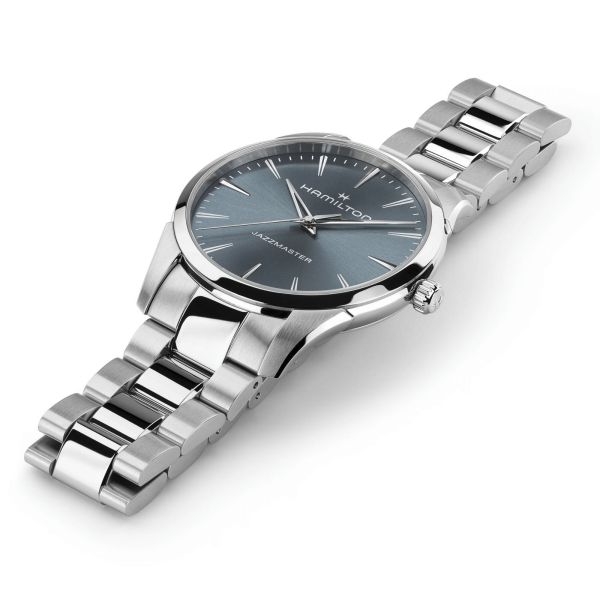 Hamilton Jazzmaster quartz blue dial steel bracelet 40 mm