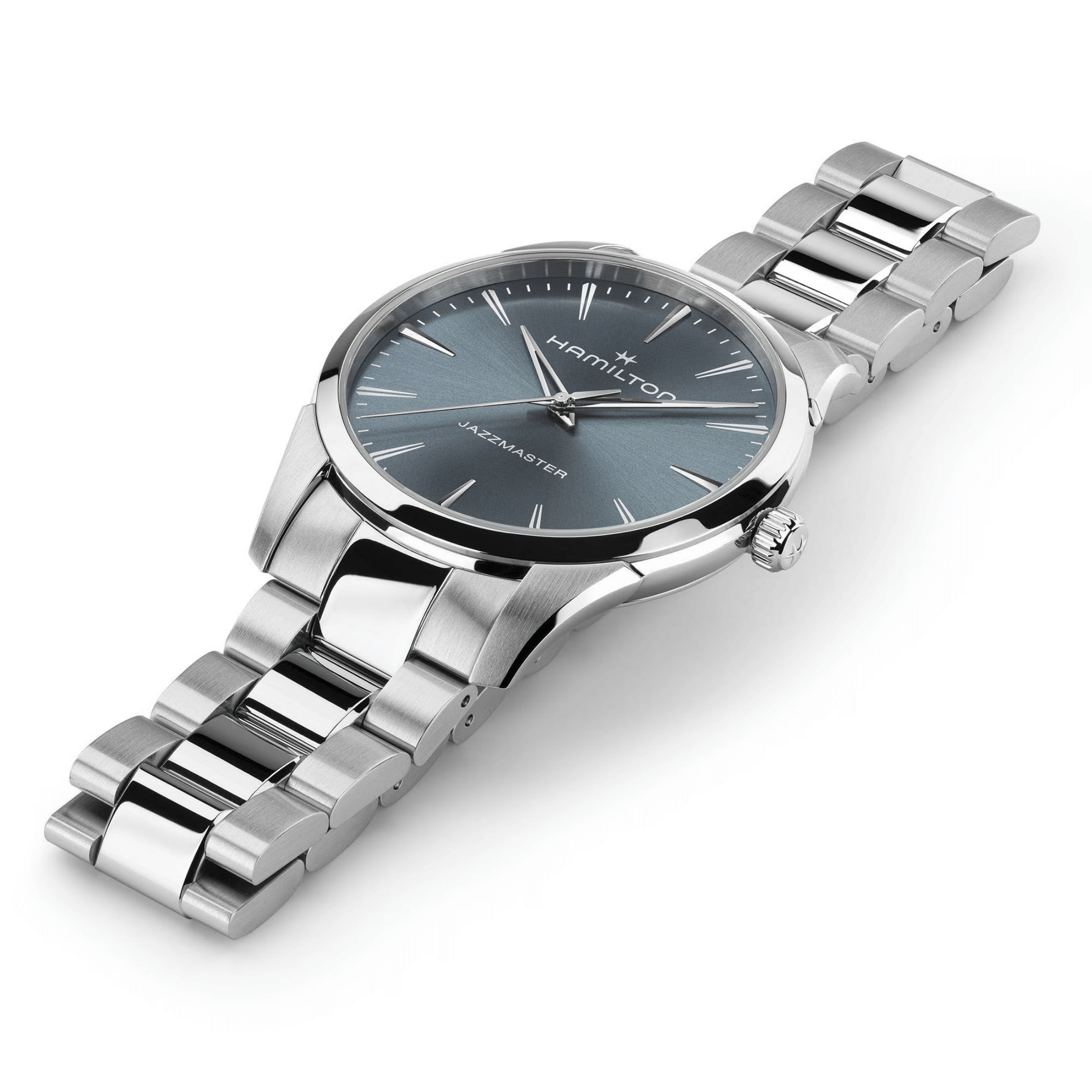 Hamilton Jazzmaster quartz blue dial steel bracelet 40 mm
