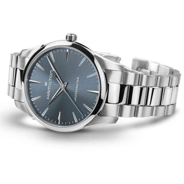 Hamilton Jazzmaster quartz blue dial steel bracelet 40 mm