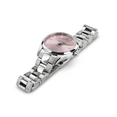 Montre Hamilton Jazzmaster quartz cadran rose bracelet acier 32 mm