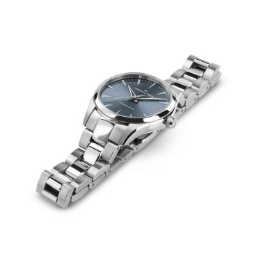Montre Hamilton Jazzmaster quartz cadran bleu bracelet acier 32 mm