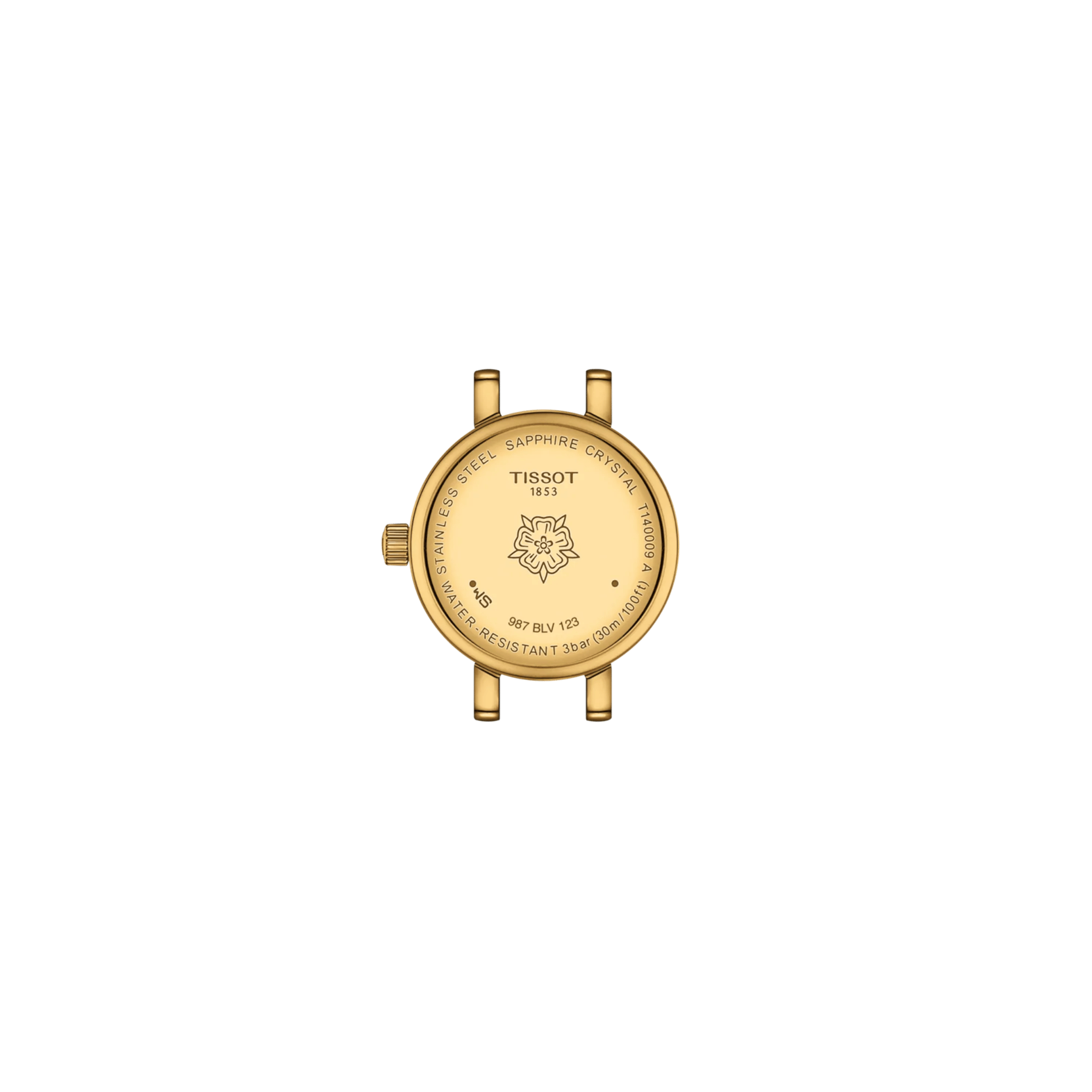 Montre Tissot Lovely Round PVD Or jaune quartz cadran bleu bracelet cuir 19,5 mm