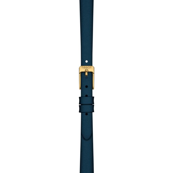 Tissot Lovely Round PVD yellow gold blue dial leather strap quartz 19.5 mm