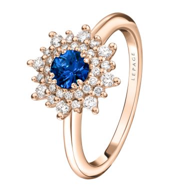 Bague Lepage Dentelle en or rose, saphir et diamants