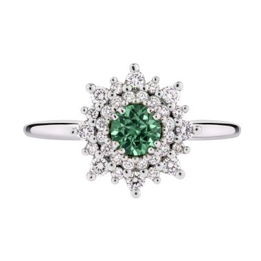 Bague Lepage Dentelle en or blanc, saphir vert et diamants