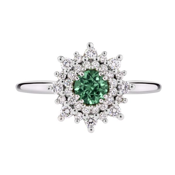 Bague Lepage Dentelle en or blanc, saphir vert et diamants