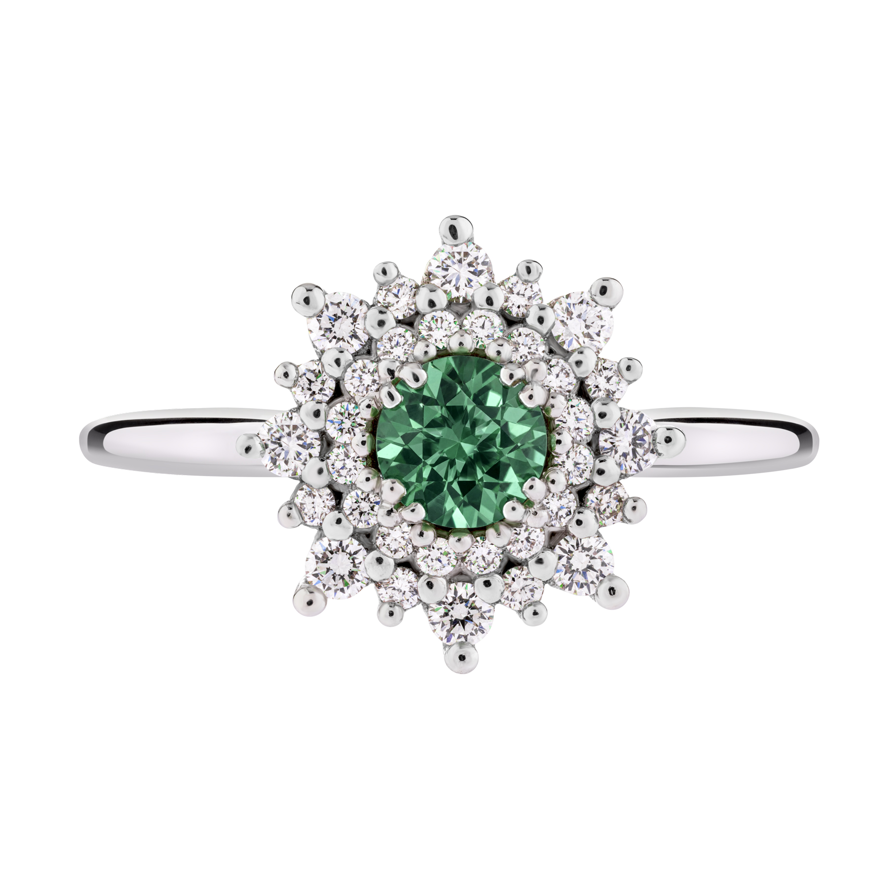 Bague Lepage Dentelle en or blanc, saphir vert et diamants
