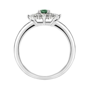 Bague Lepage Dentelle en or blanc, saphir vert et diamants