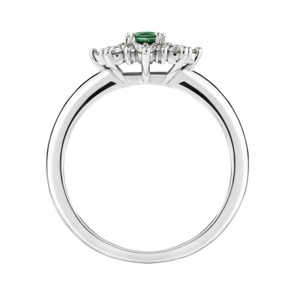 Bague Lepage Dentelle en or blanc, saphir vert et diamants