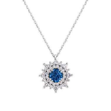 Lepage Dentelle necklace in white gold, sapphire and diamonds