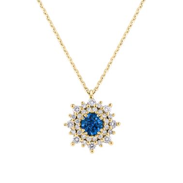 Lepage Dentelle necklace in yellow gold, sapphire and diamonds