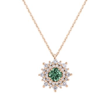 Collier Lepage Dentelle en or rose, saphir vert et diamants