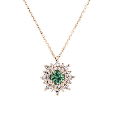 Collier Lepage Dentelle en or rose, saphir vert et diamants