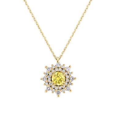 Collier Lepage Dentelle en or jaune, saphir jaune et diamants