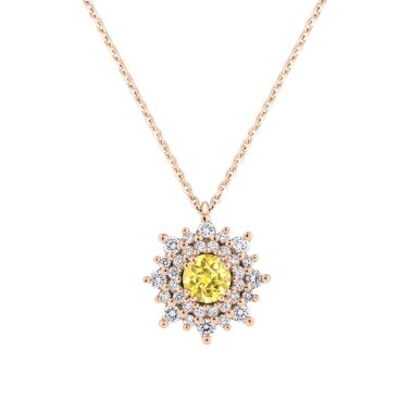 Collier Lepage Dentelle en or rose, saphir jaune et diamants