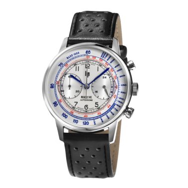 Lip Rallye Chrono "Autodrome" mecaquartz silver dial leather strap 40 mm