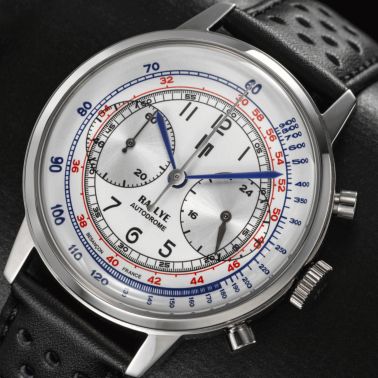 Lip Rallye Chrono "Autodrome" mecaquartz silver dial leather strap 40 mm