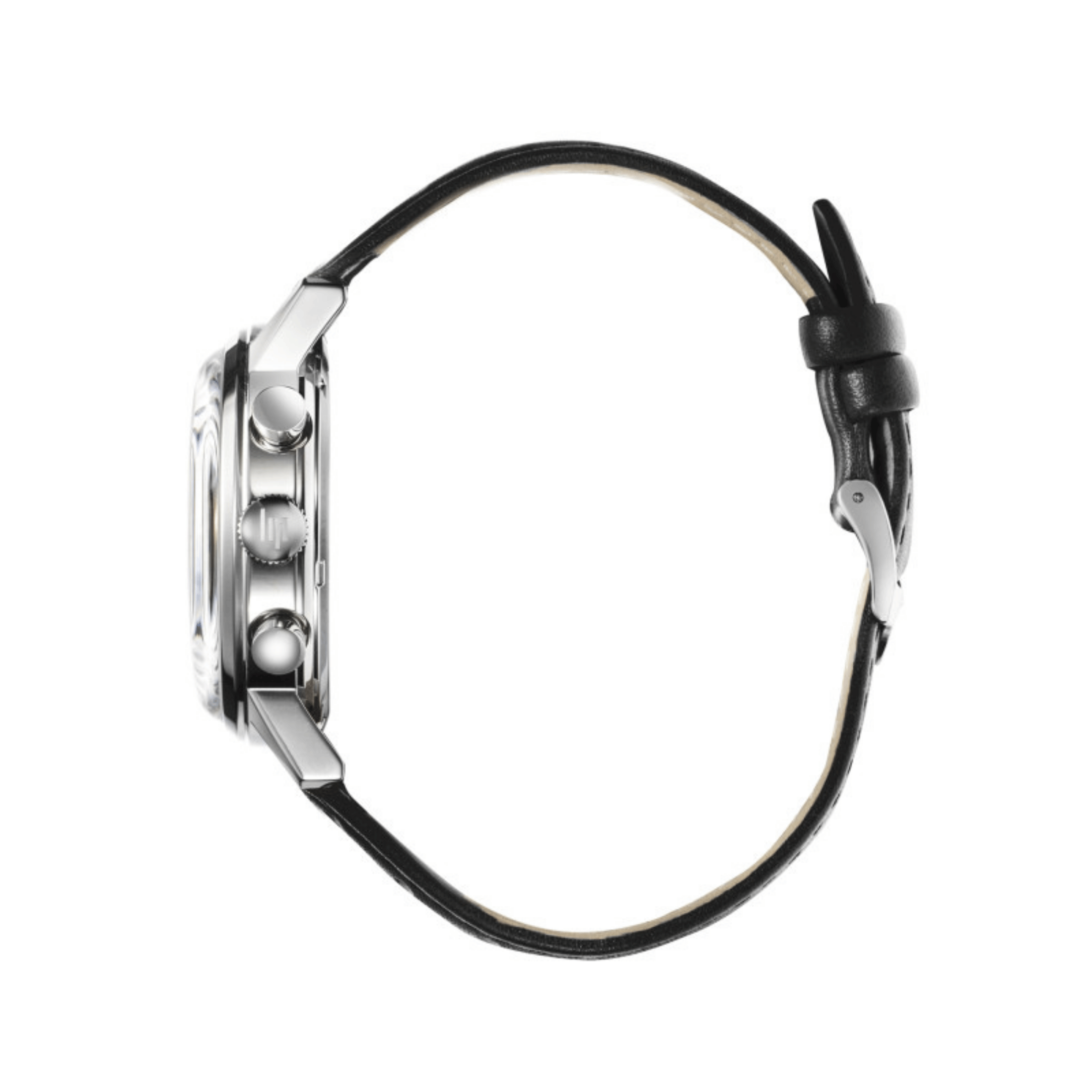 Montre Lip Rallye Chrono "Autodrome" méca-quartz cadran argenté bracelet cuir 40 mm