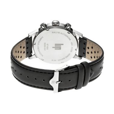 Montre Lip Rallye Chrono "Autodrome" méca-quartz cadran argenté bracelet cuir 40 mm