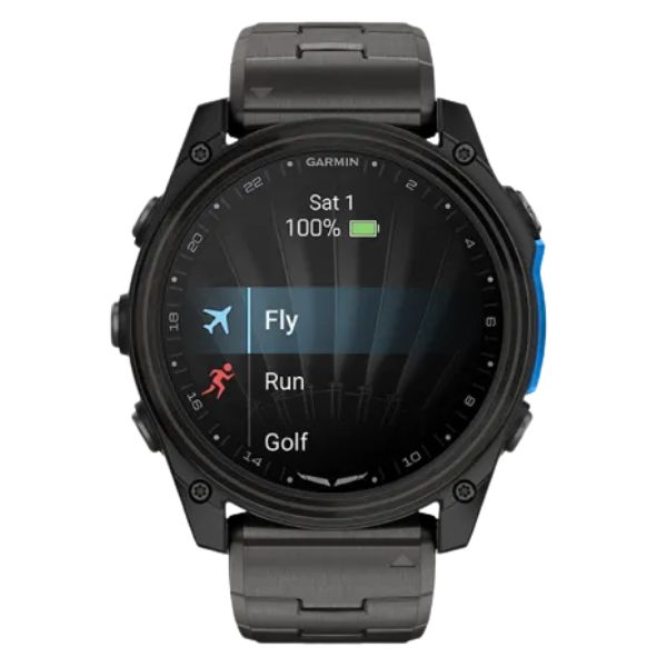 Garmin D2 Mach 2 AMOLED Titanium Carbon Gray DLC watch with titanium bracelet, 51 mm