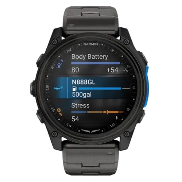 Garmin D2 Mach 2 AMOLED Titanium Carbon Gray DLC watch with titanium bracelet, 51 mm