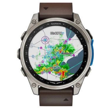Garmin D2 Mach 2 Pro AMOLED Titanium Watch with Brown Leather Strap, 47 mm